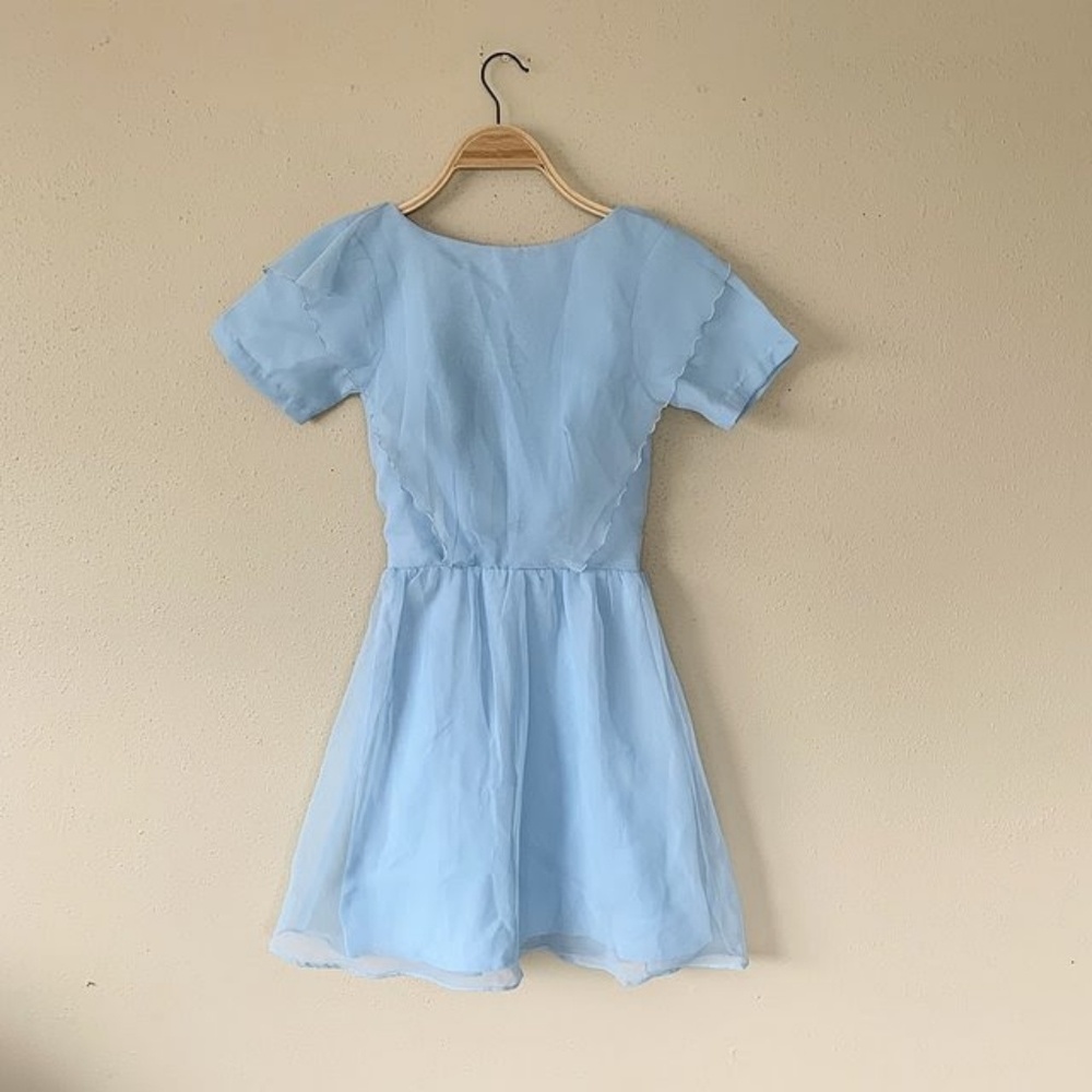 TRUE VINTAGE BABY BLUE CHIFFON RUFFLE DRESS